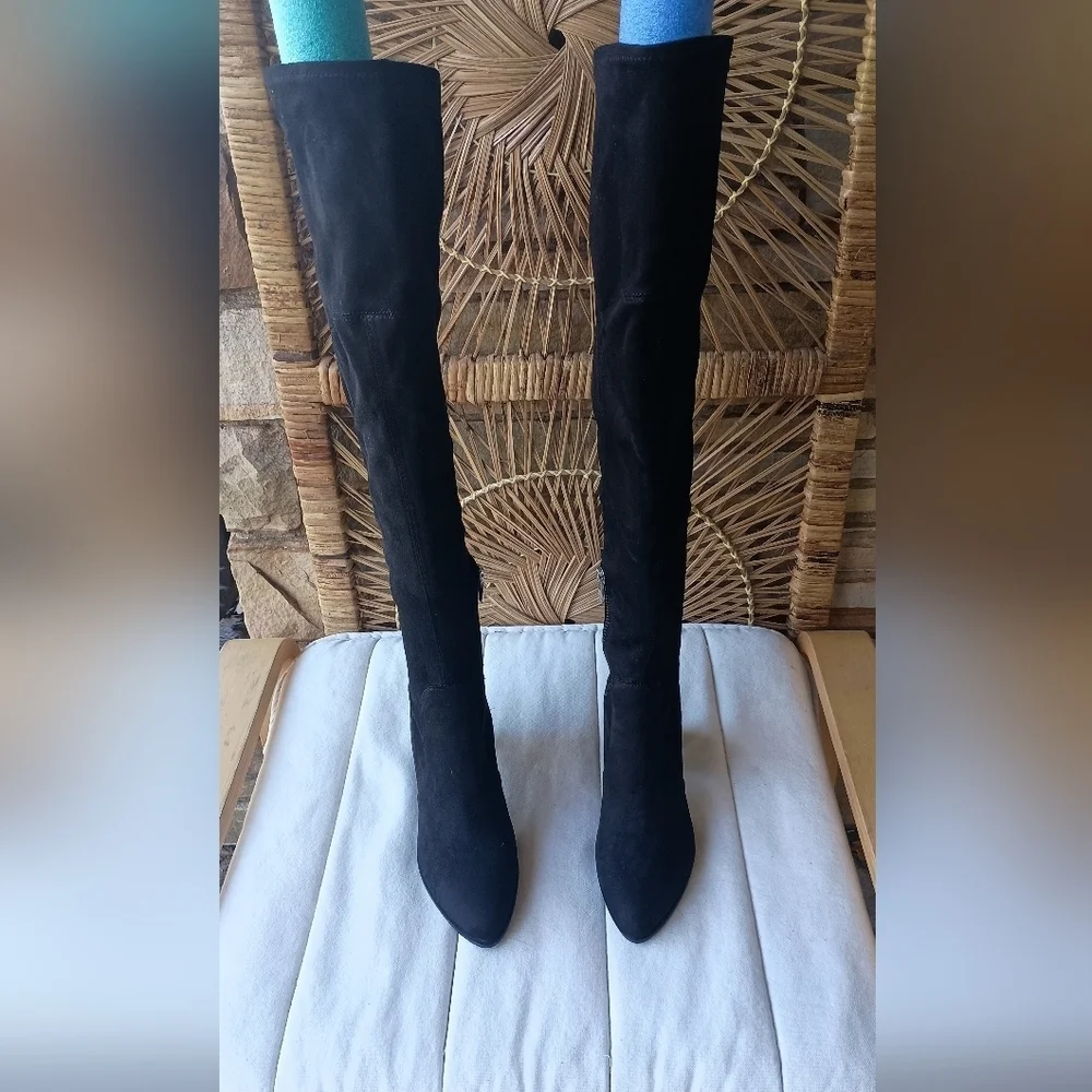 Marc Fisher Elegant Black Suede Material Women's Knee-High Boots_7